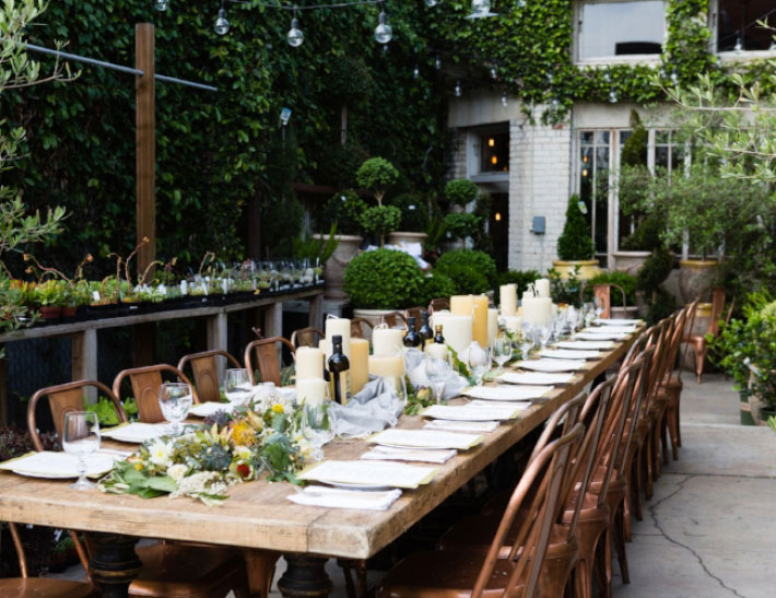 Outdoor private event space at Rolling Greens in Southern California