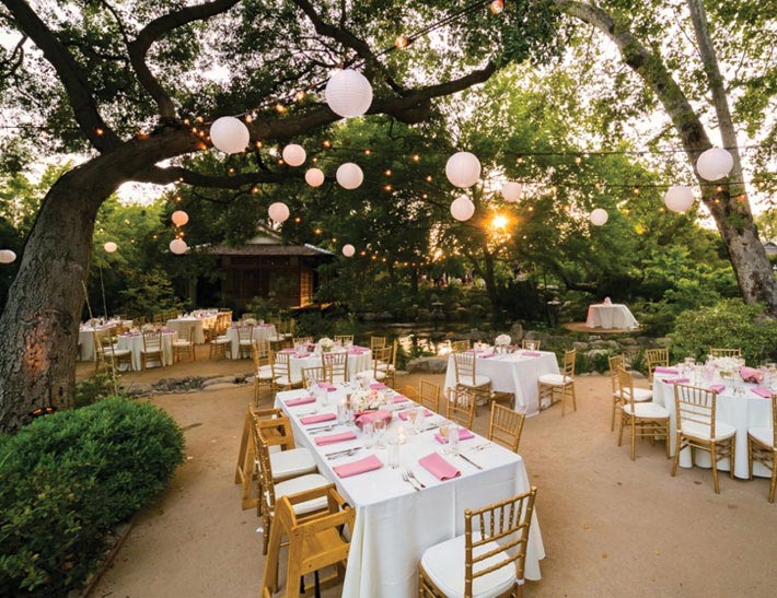 Outdoor private event space at the Storrier Stearns Japanese Garden in Pasadena, CA