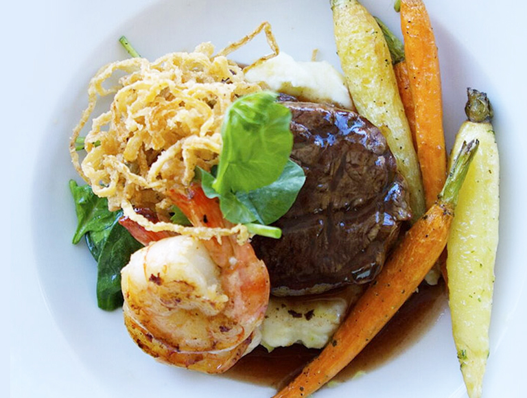 Plated Beef and Shrimp